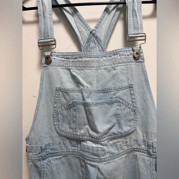 VTG Agapo Thin Denim Embroidered Overalls Cropped Womens L Jumper 90's Y2K Artsy - Picture 3 of 10